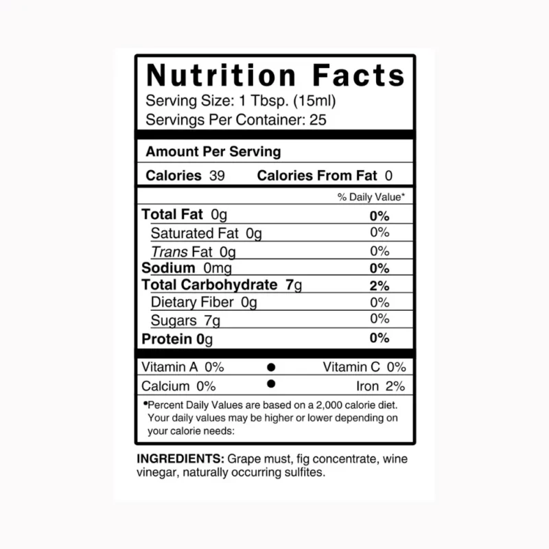 Black Mission Fig Balsamic Vinegar Condimento Nutrition Facts