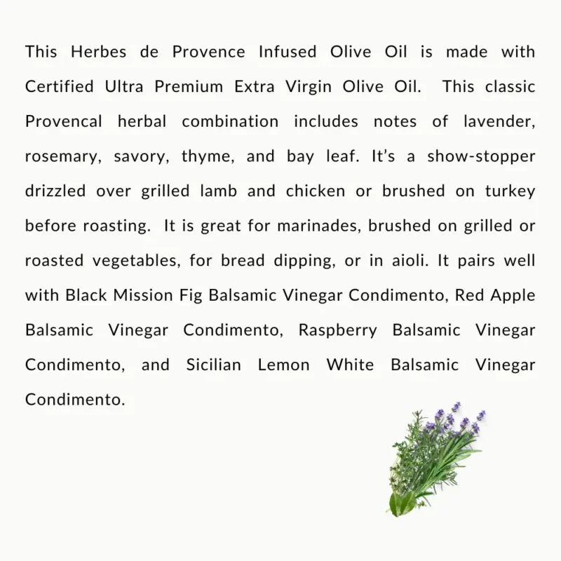 Herbes de Provence Infused Olive Oil Description
