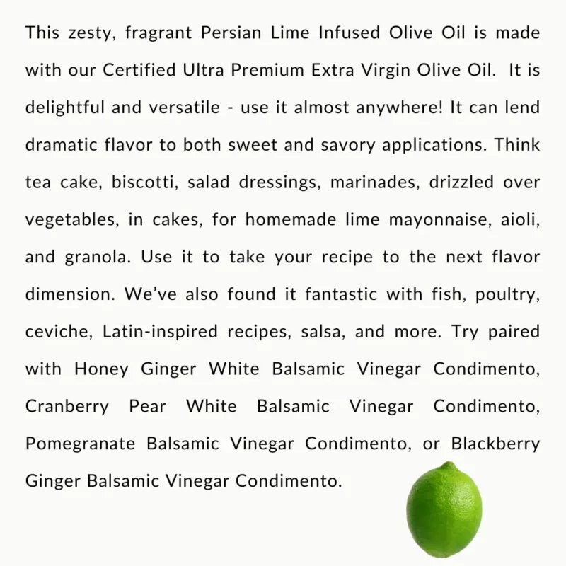 Persian Lime Infused Olive Oil Description