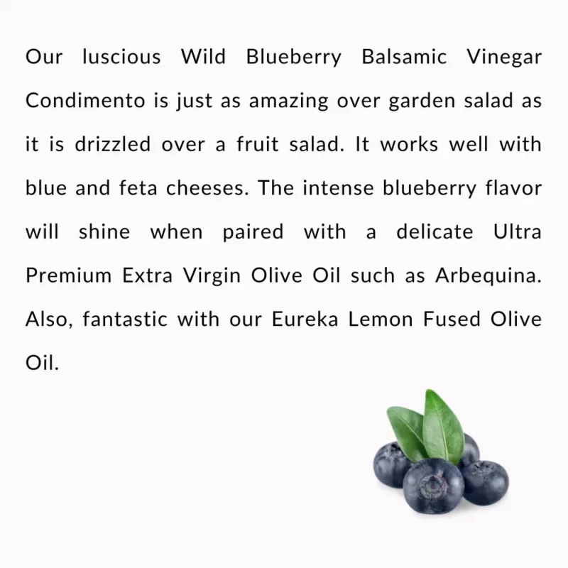 Wild Blueberry Balsamic Vinegar Condimento Description