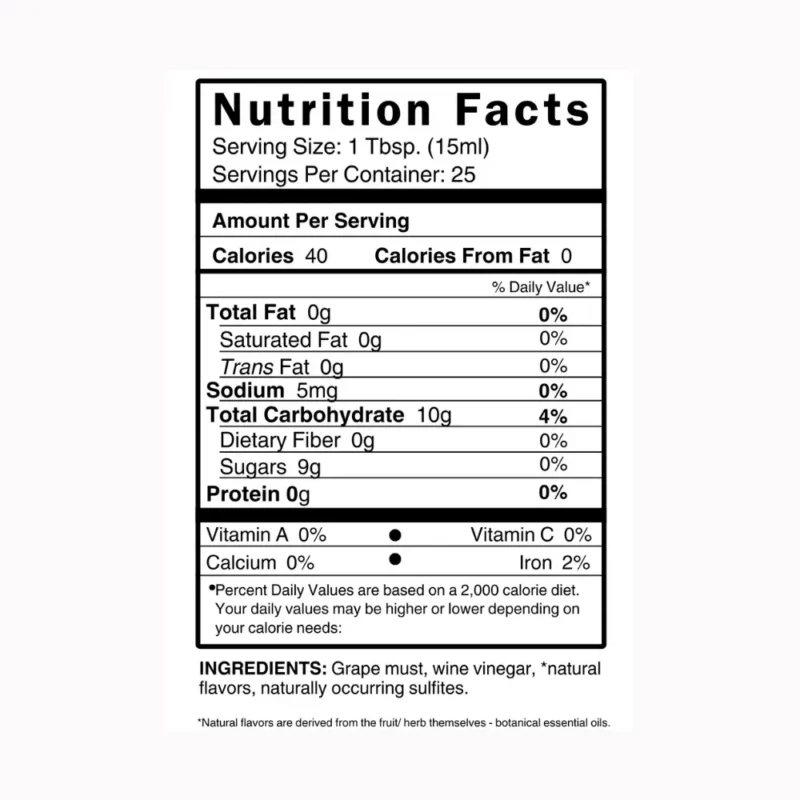 Red Apple Balsamic Vinegar Condimento Nutrition Facts
