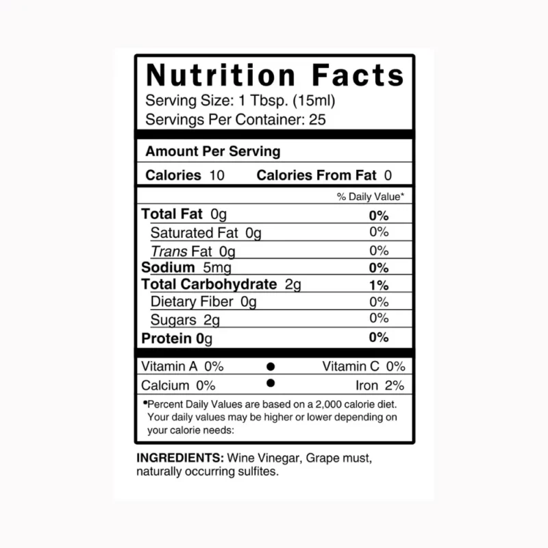 A-Premium White Balsamic Vinegar Condimento Nutrition Facts