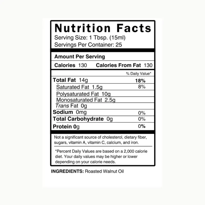 Roasted Walnut Oil Nutrition Facts