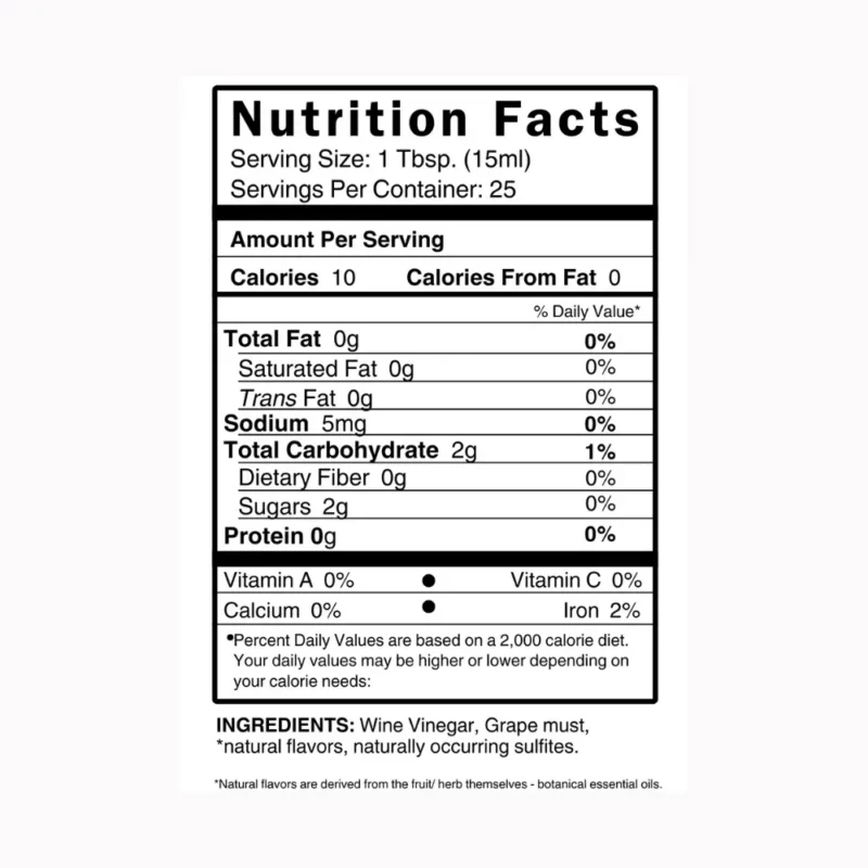 Tarragon White Balsamic Vinegar Condimento Nutrition Facts