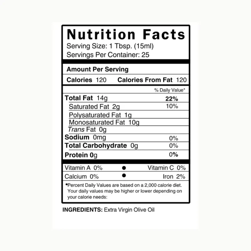 Picual Extra Virgin Olive Oil Nutrition Facts