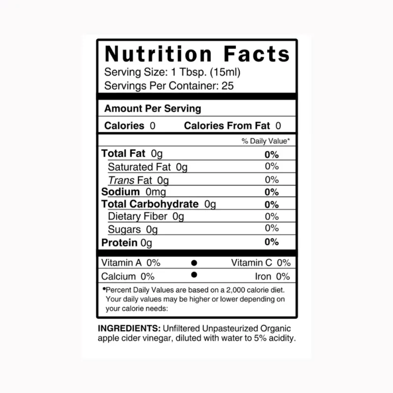 Organic Apple Cider Vinegar Nutrition Facts